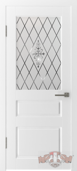 Межкомнатные двери ВФД "ЧЕСТЕР" 15ДО0, (WA) белая эмаль/белое стекло с худ.матированием