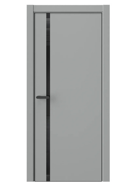 Двери WestStyle  "IN 36" Серая Гавань /Чёрное Lacobel /алюм.кромка  ДО
