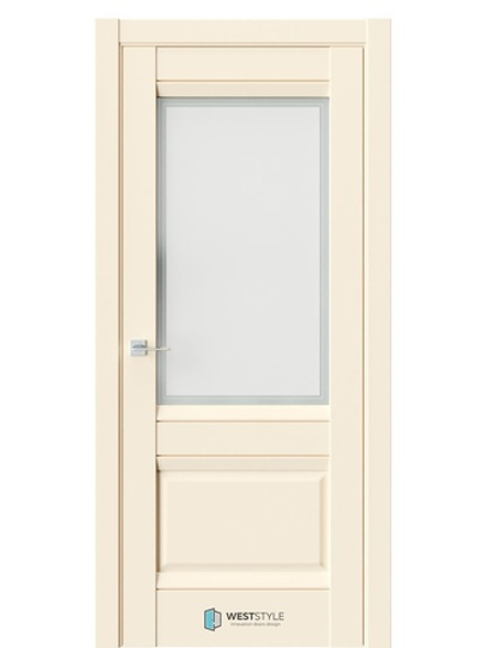 Двери WestStyle  PL11F EmLayer Бежевый /Белое Сатинат /Молдинг ДО