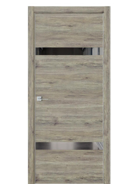 Двери WestStyle  "IN 3" Дуб Эссе /Зеркало графит /алюм.кромка  ДО