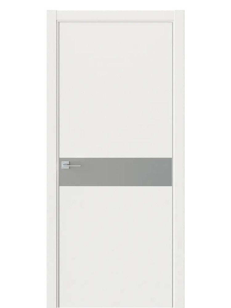 Двери WestStyle  "IN 1" Белое Дерево /Зеркало сатин графит /алюм.кромка ДО