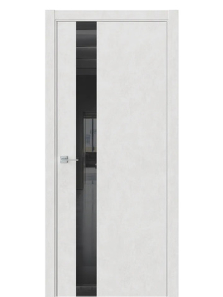 Двери WestStyle  "IN 2" Бетон Лайт /Чёрное Lacobel /алюм.кромка  ДО