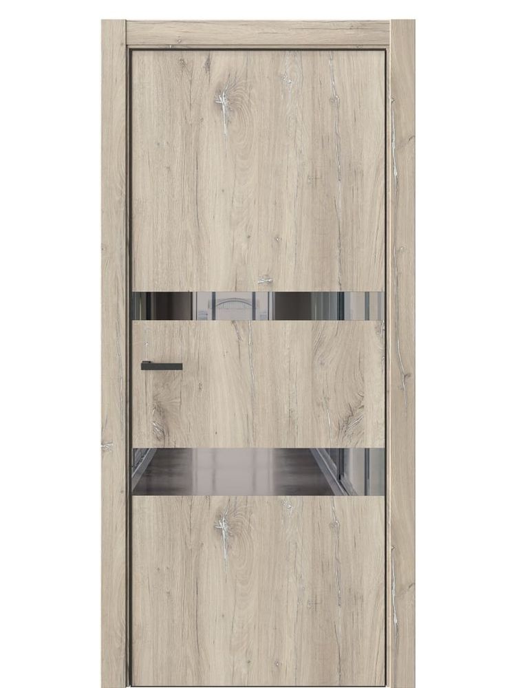 Двери WestStyle  "IN 16" Дуб Мехико /Зеркало графит /алюм.кромка  ДО