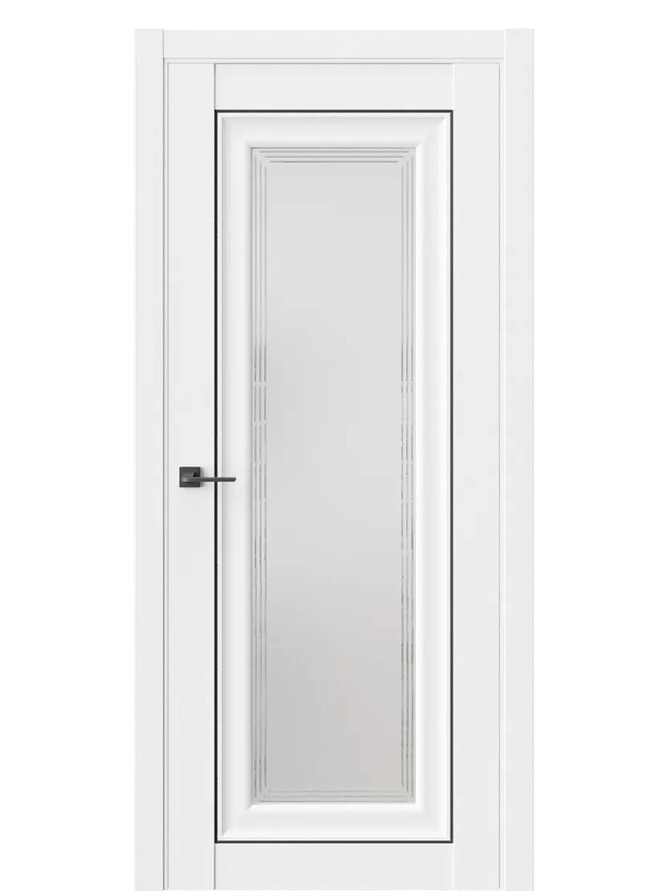 Двери WestStyle HR2 Emlayer белый/белое сатинат /молдинг черный  ДО