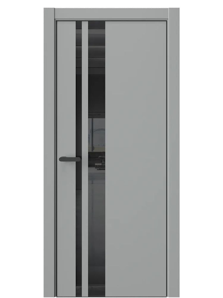 Двери WestStyle  "IN 38" Серая Гавань /Чёрное Lacobel /алюм.кромка  ДО