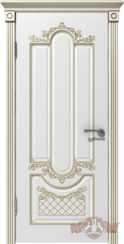 Межкомнатные двери ВФД "АЛЕКСАНДРИЯ" 41ДГ0, белая эмаль/патина золото