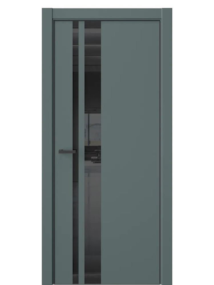 Двери WestStyle  "IN 38" Нефритовый Сад /Чёрное Lacobel /алюм.кромка  ДО