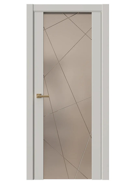 Двери WestStyle Е7  Песчаный рай/ Зеркало сатин бронза/ Гравировка Prime 1 ДО