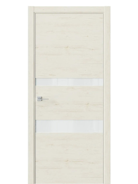 Двери WestStyle  "IN 16" Дуб Джентл /Белое Lacobel /алюм.кромка ДО