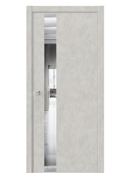 Двери WestStyle  "IN 2" Бетон Смоки /Зеркало /алюм.кромка ДО