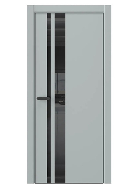 Двери WestStyle  "IN 38" Платиновый Дым /Чёрное Lacobel /алюм.кромка  ДО