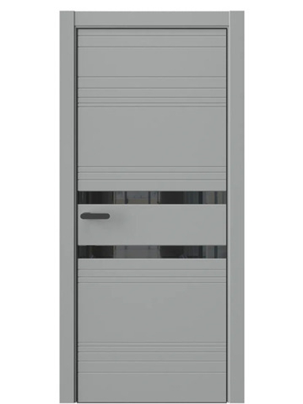 Двери WestStyle  "IN 13" Серая Гавань /Чёрное Lacobel /алюм.кромка  ДО