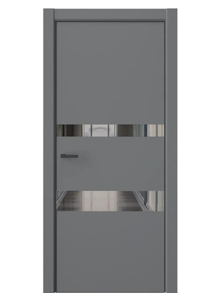 Двери WestStyle  "IN 16" Альпийская Ночь /Зеркало Графит /алюм.кромка ДО