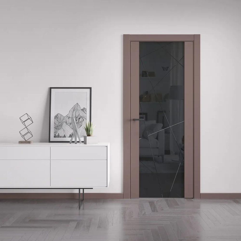 Двери WestStyle Е7  Макиато/ Бронзовый триплекс/ Гравировка Prime 1 ДО