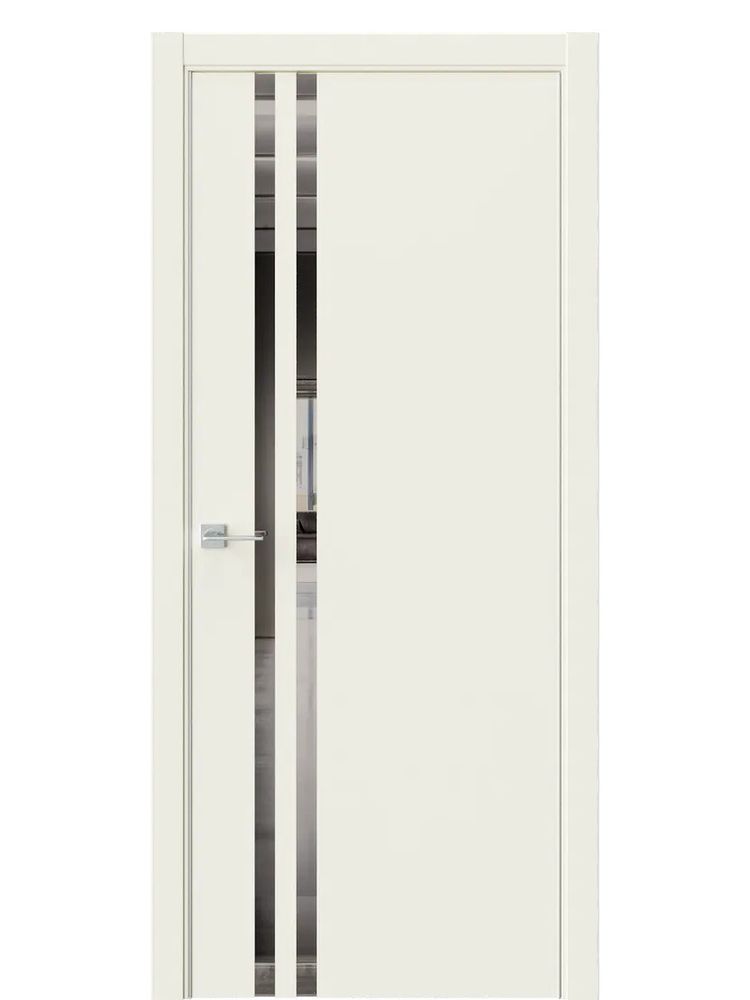 Двери WestStyle  "IN 37" EmLayer Бежевый /Зеркало графит /алюм.кромка  ДО