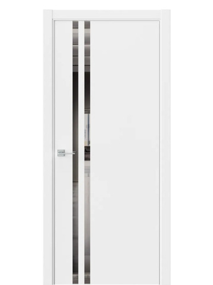 Двери WestStyle  "IN 37" EmLayer Белый /Зеркало графит /алюм.кромка  ДО
