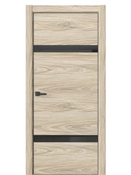 Двери WestStyle  "IN 3" Дуб Мюнстер /Чёрное Lacobel /алюм.кромка  ДО