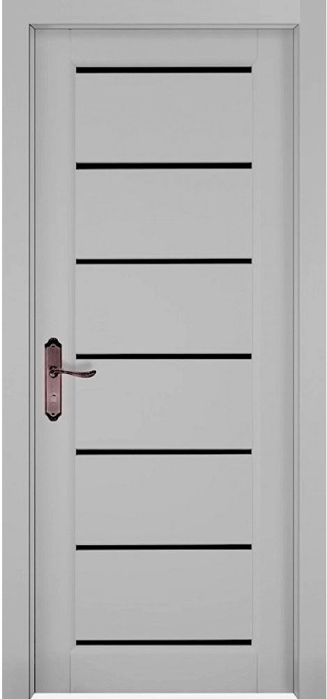 Двери межкомнатные Премьер плюс ДО массив ольхи /Эмаль грей /Черное стекло