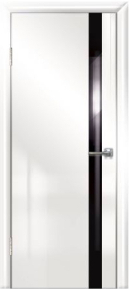 Межкомнатные двери ДВЕРНАЯ ЛИНИЯ "Модерн" 507 AL1 Белый глянец/Черное стекло/Алюминиевая кромка ДО