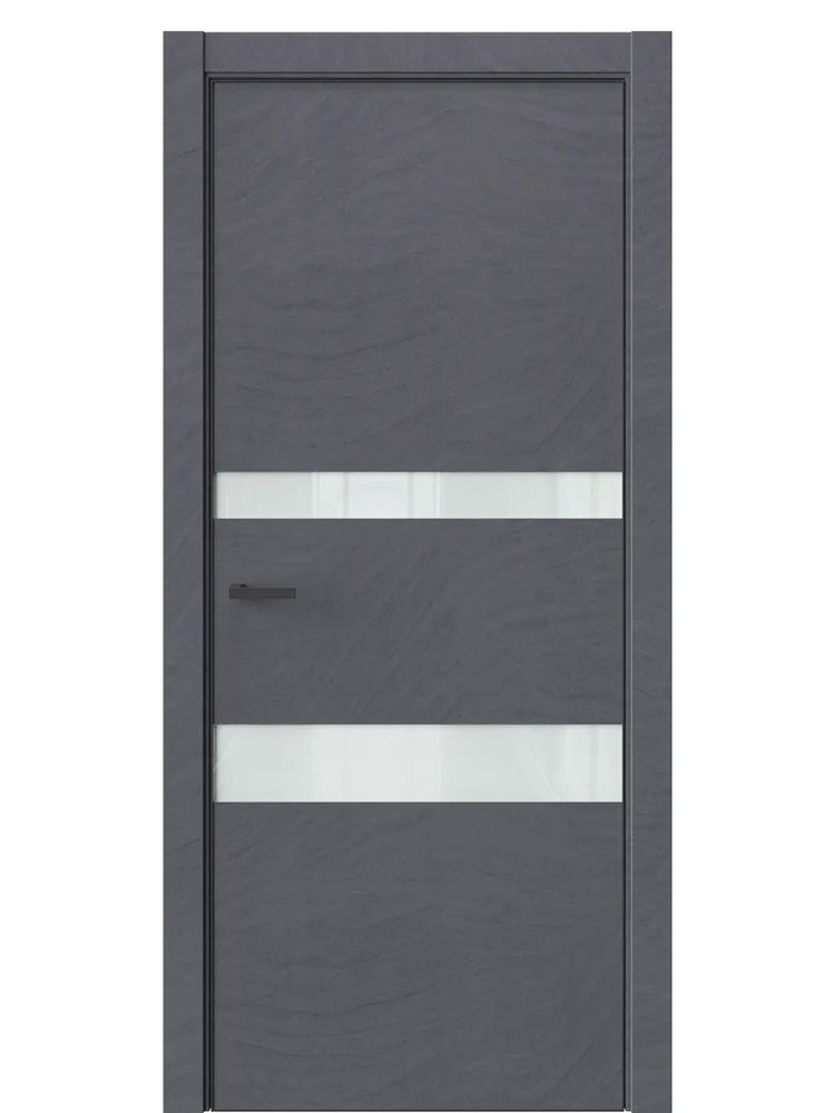 Двери WestStyle  "IN 16" Стоунлайн Дарк /Белое Lacobel /алюм.кромка ДО