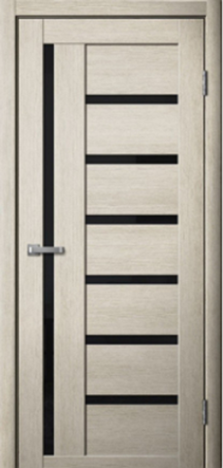 Межкомнатные двери царговые "ЦДО 10" Дуб седой / Черная лакобель ДО