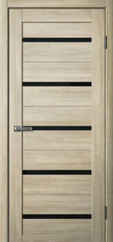 Межкомнатные двери La Stella 206 Ясень латте/Черное стекло/Зеркало ДО