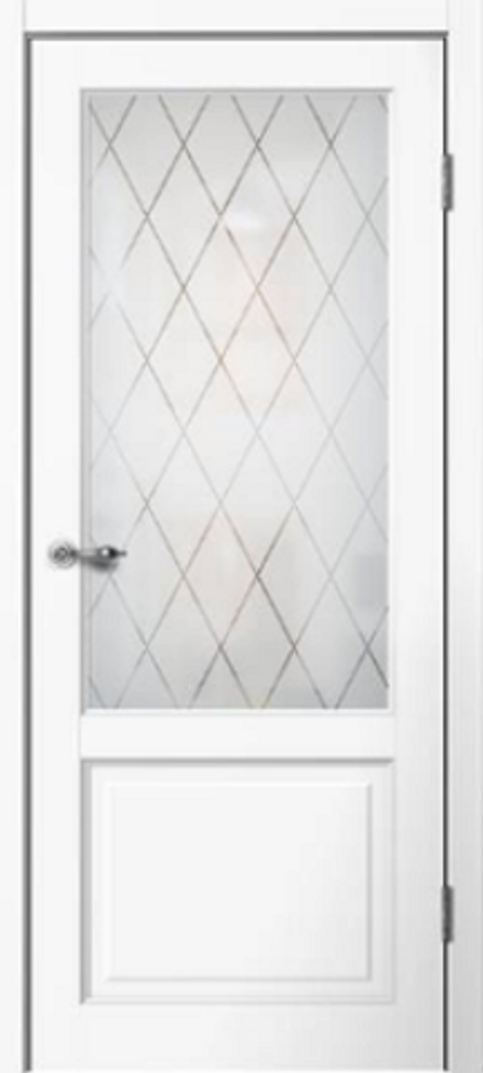 Межкомнатные двери LIDMAN Classic С2 Белый эмалит/худ.стекло ДО