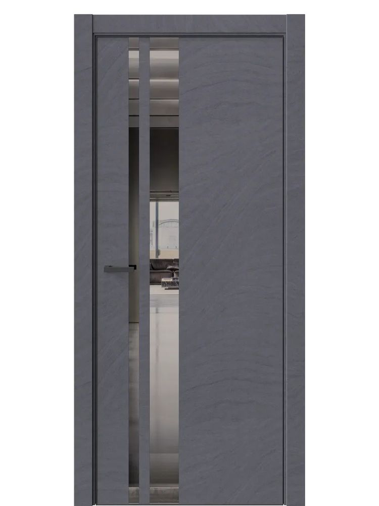 Двери WestStyle  "IN 38" Стоунлайн Дарк /Зеркало графит /алюм.кромка ДО