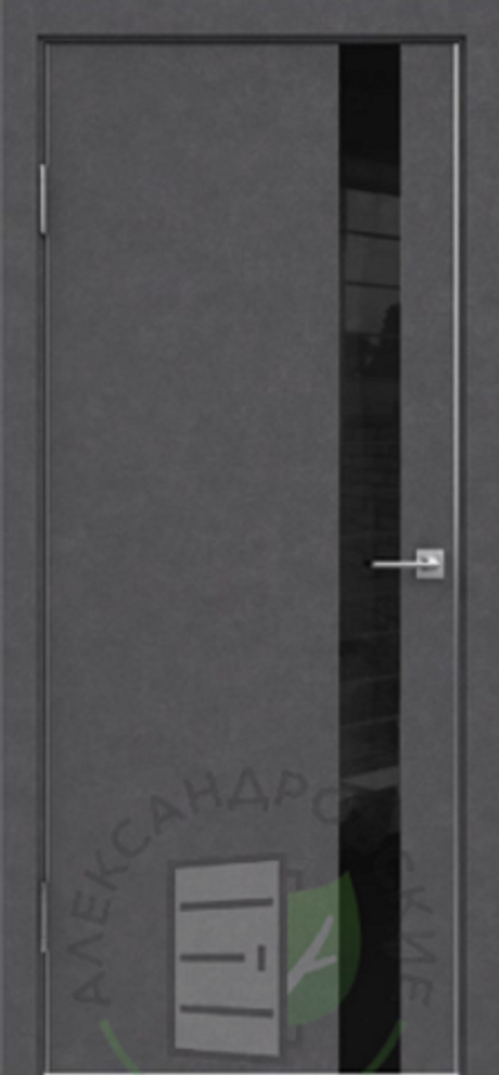 Межкомнатная дверь "alum 1" (дг) бетон темный/лакобель черный