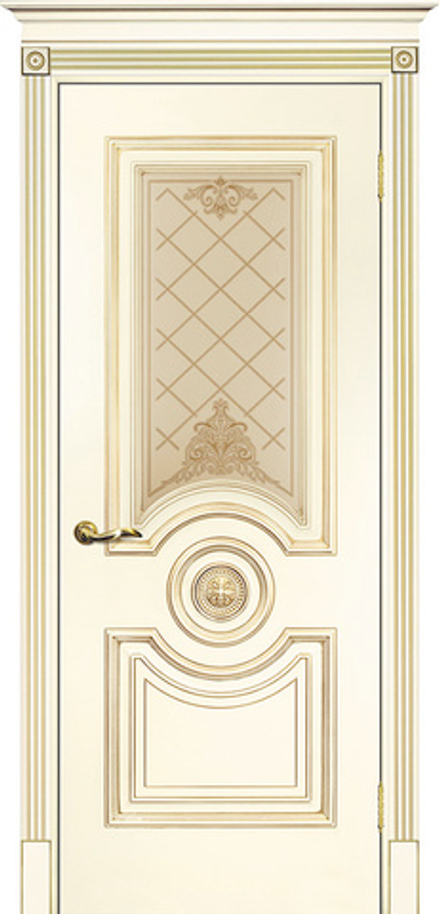 Межкомнатные двери INTERNE DOORS "МОНТАНЬОЛА" Багет-18 (ДО) Слоновая кость эмаль/патина золото