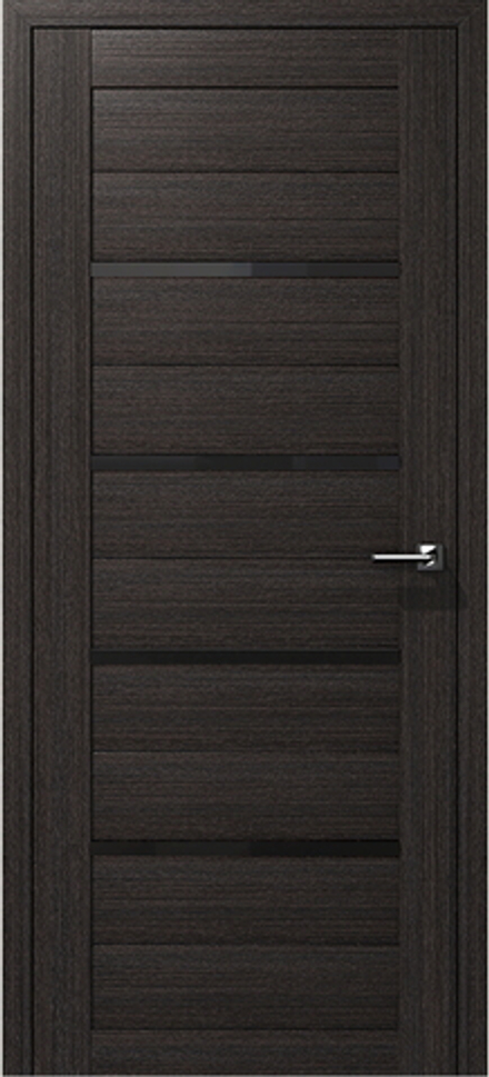 Межкомнатные двери ВОСХОД "ЙОТА" Орех бисмарк (венге) черное стекло ДО