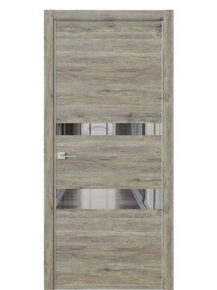 Двери WestStyle  "IN 16" Дуб Эссе /Зеркало Графит /алюм.кромка  ДО