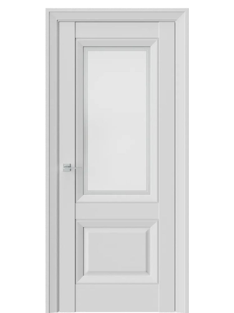 Двери WestStyle  PL4F EmLayer Серый /Белое Сатинат /Молдинг ДО