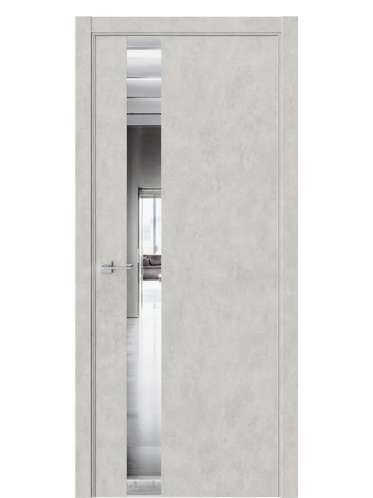 Двери WestStyle  "IN 2" Бетон Смоки /Зеркало /алюм.кромка ДО
