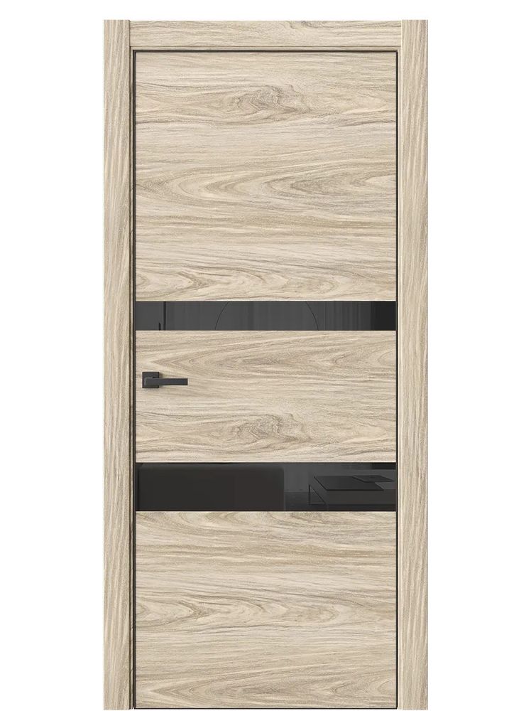 Двери WestStyle  "IN 16" Дуб Мюнстер /Чёрное Lacobel /алюм.кромка  ДО