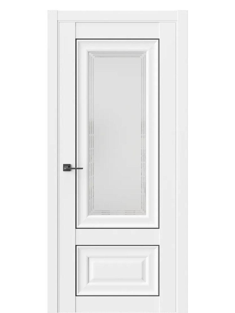 Двери WestStyle HR4 F Emlayer белый /белое сатинат /молдинг черный  ДО