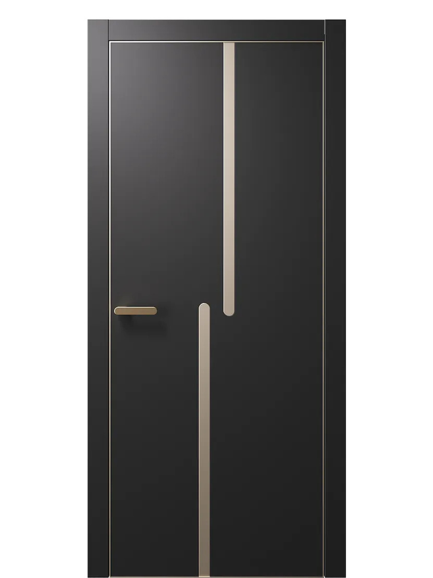 Двери WestStyle  "IN М2.2" Черный Кварц /молдинг /алюм.кромка  ДГ