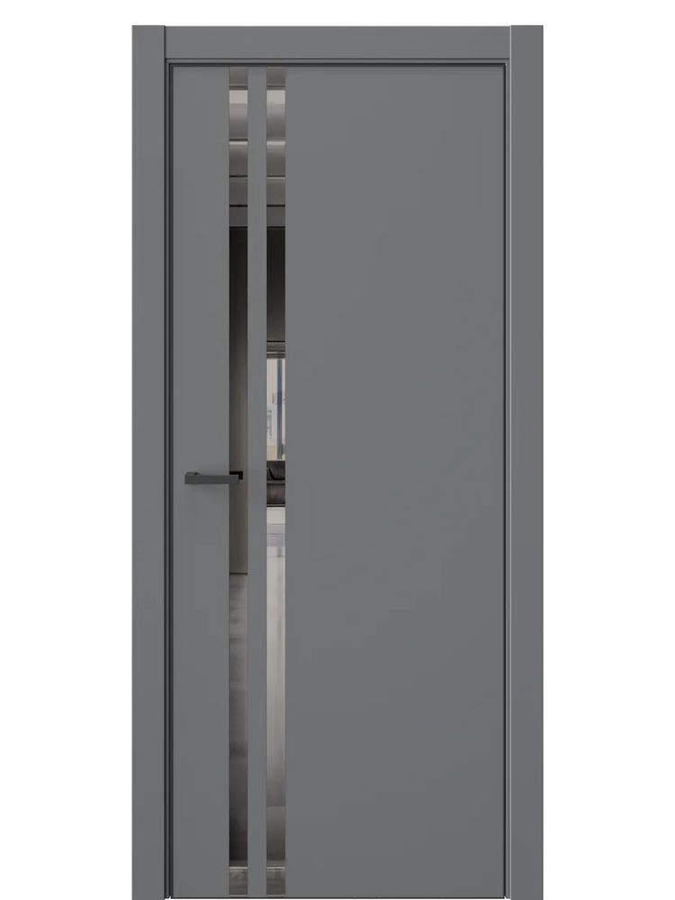 Двери WestStyle  "IN 37" Альпийская Ночь /Зеркало графит /алюм.кромка ДО