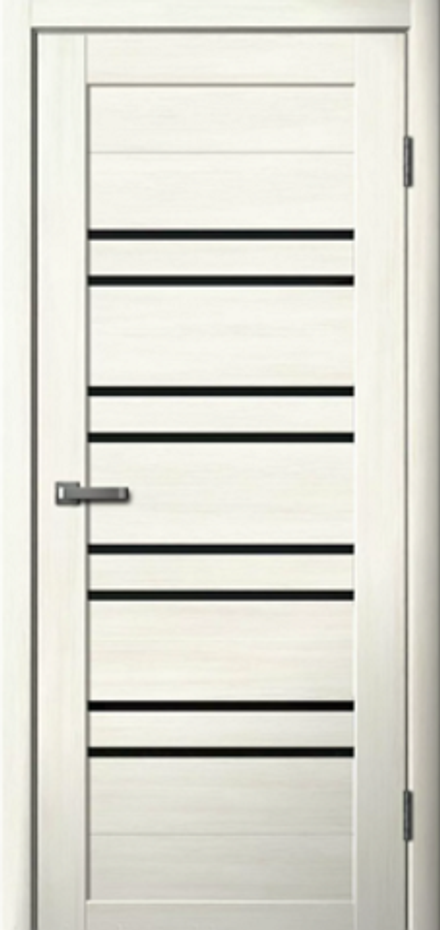 Межкомнатные двери La Stella 282 Ясень снежный Черное стекло/Зеркало ДО