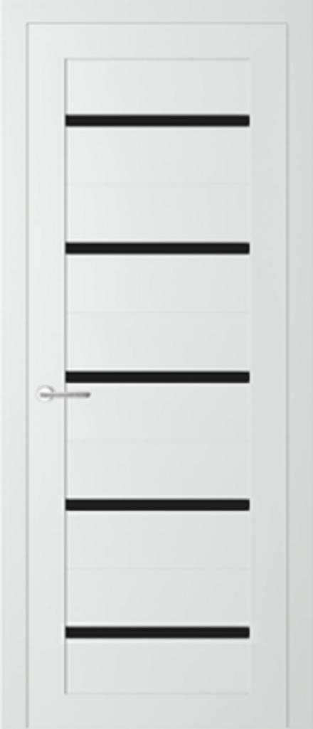 Межкомнатные двери МИР "PV-02 Эмалит белый/Черное стекло (ДО)