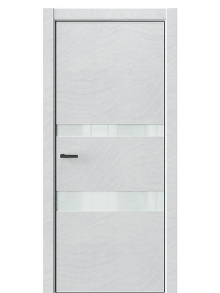 Двери WestStyle  "IN 16" Стоунлайн Лайт /Белое Lacobel /алюм.кромка ДО