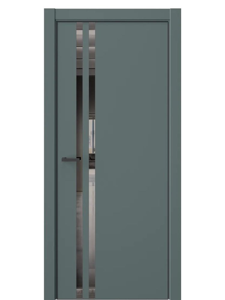 Двери WestStyle  "IN 37" Нефритовый Сад /Зеркало графит /алюм.кромка  ДО