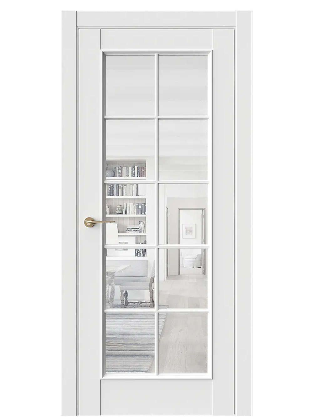 Двери WestStyle En 2 Emlayer белый / Прозрачное стекло  ДО