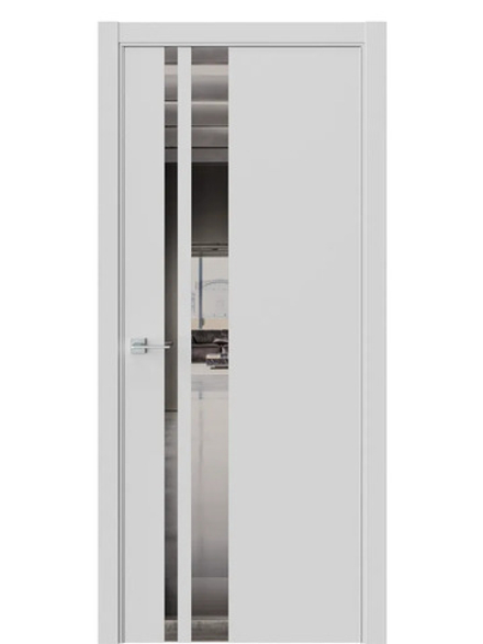 Двери WestStyle  "IN 38" EmLayer Серый /Зеркало графит /алюм.кромка  ДО