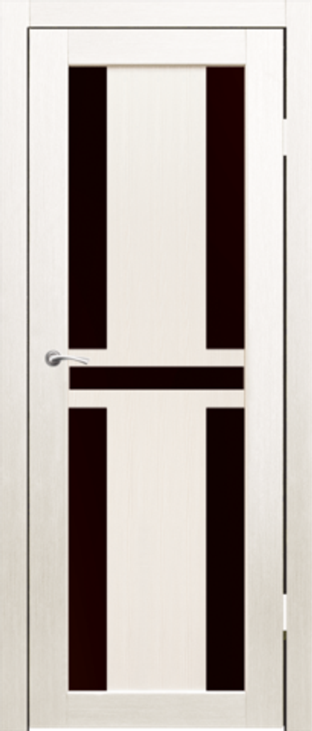 Межкомнатные двери SYNERGY "Мадена" ДО Дуб молочный (Лакобель черное)