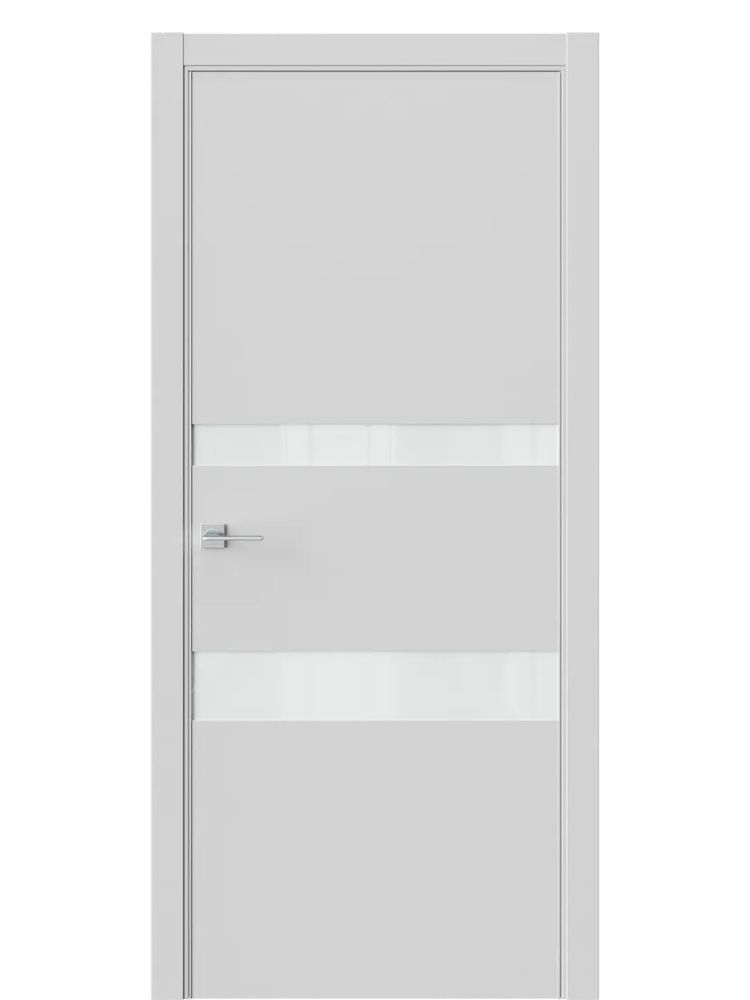 Двери WestStyle  "IN 16" EmLayer Серый /Белое Lacobel /алюм.кромка  ДО