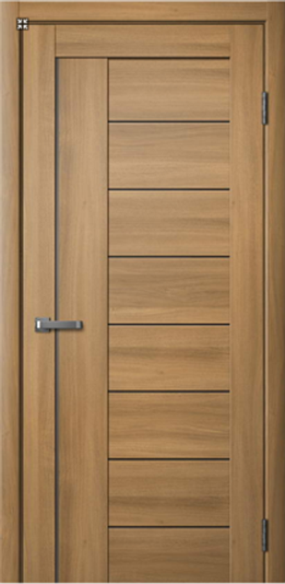 Межкомнатные двери La Stella 201 Дуб сантьяго/Черное стекло/Зеркало ДО