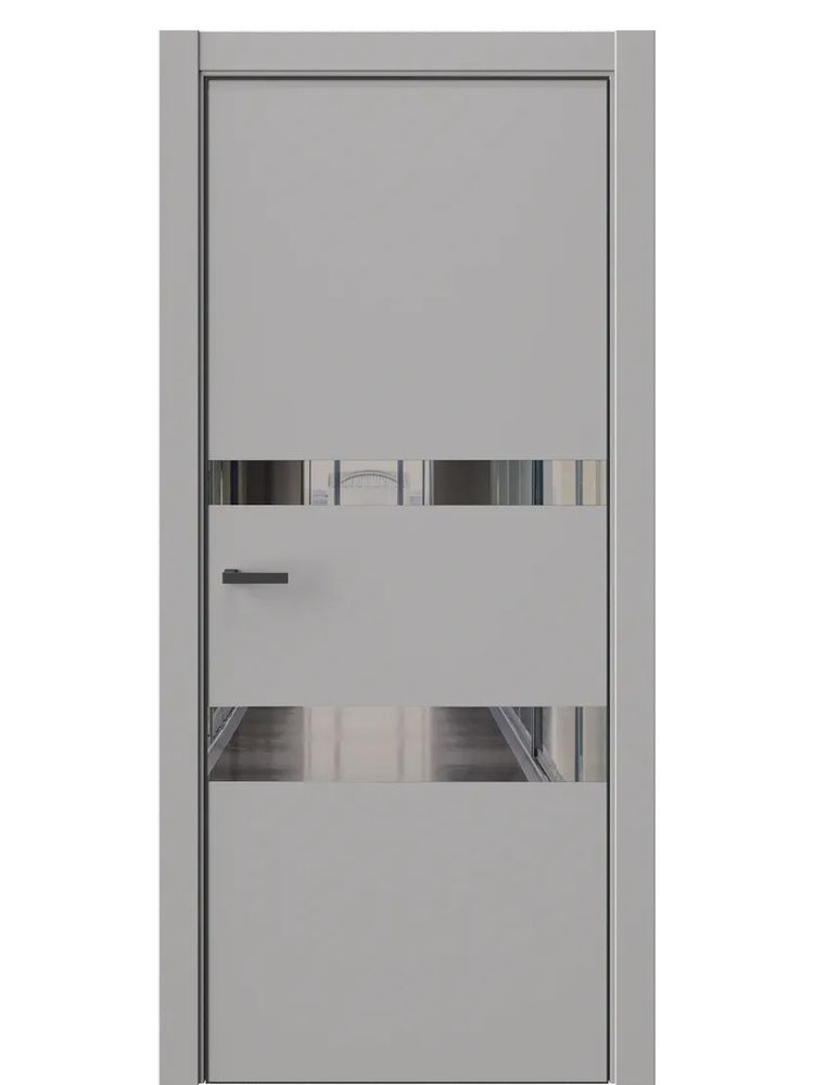 Двери WestStyle  "IN 16" Макиато /Зеркало графит /алюм.кромка  ДО