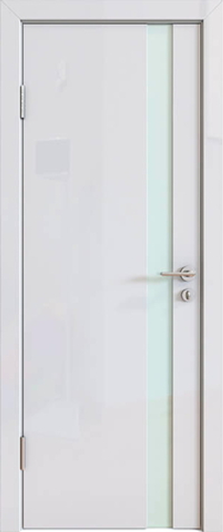 Межкомнатные двери ДВЕРНАЯ ЛИНИЯ "Модерн" 507 AL1 Белый глянец/Сатин/Алюминиевая кромка ДО