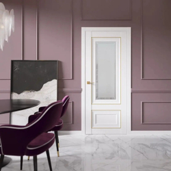 Двери WestStyle HR4 Emlayer белый /белое сатинат /молдинг черный  ДО